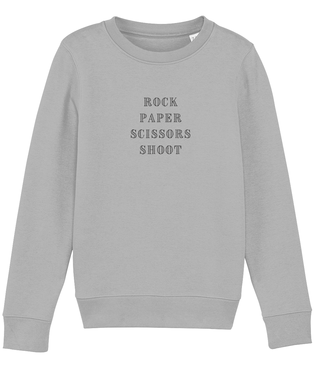 Kids Rock Paper Scissors Shoot Black Print Sweatshirt